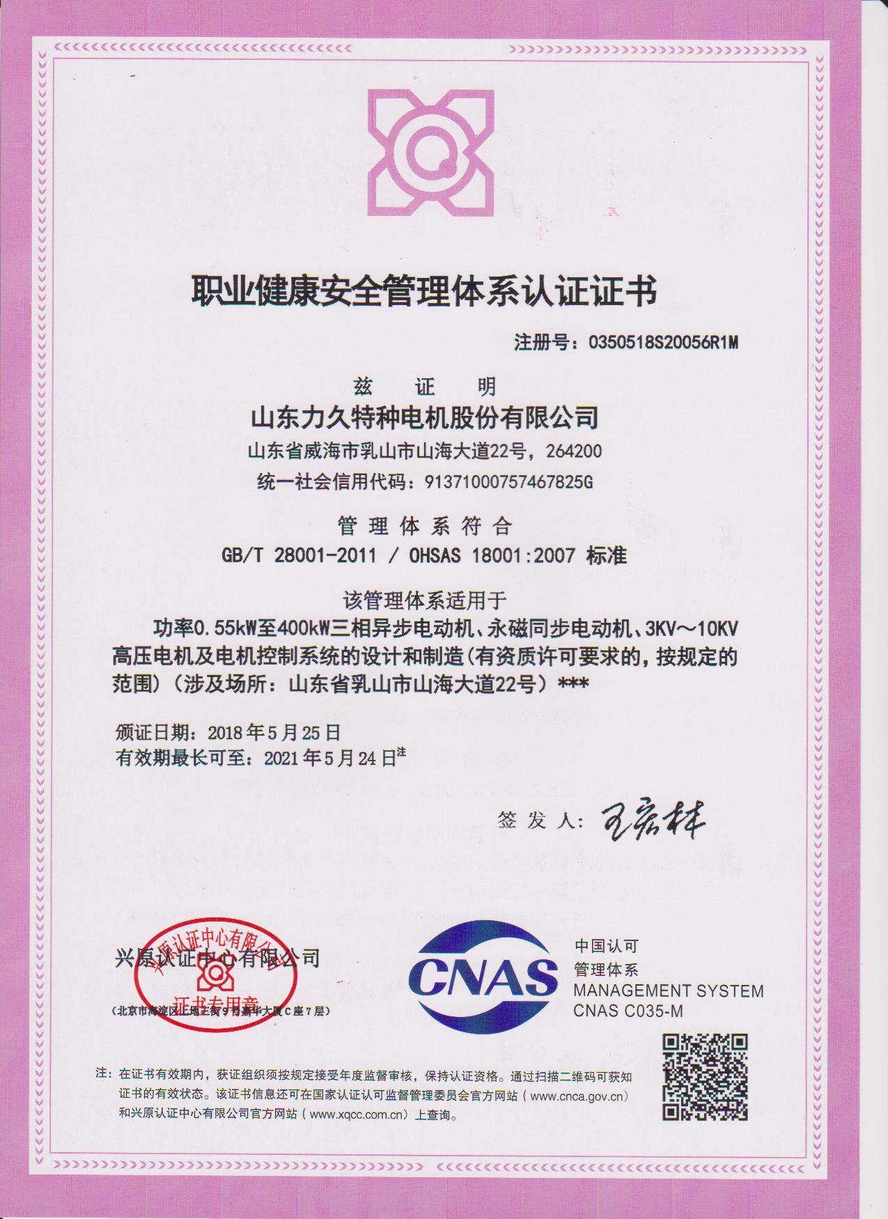職業健康安全管理體系認證
